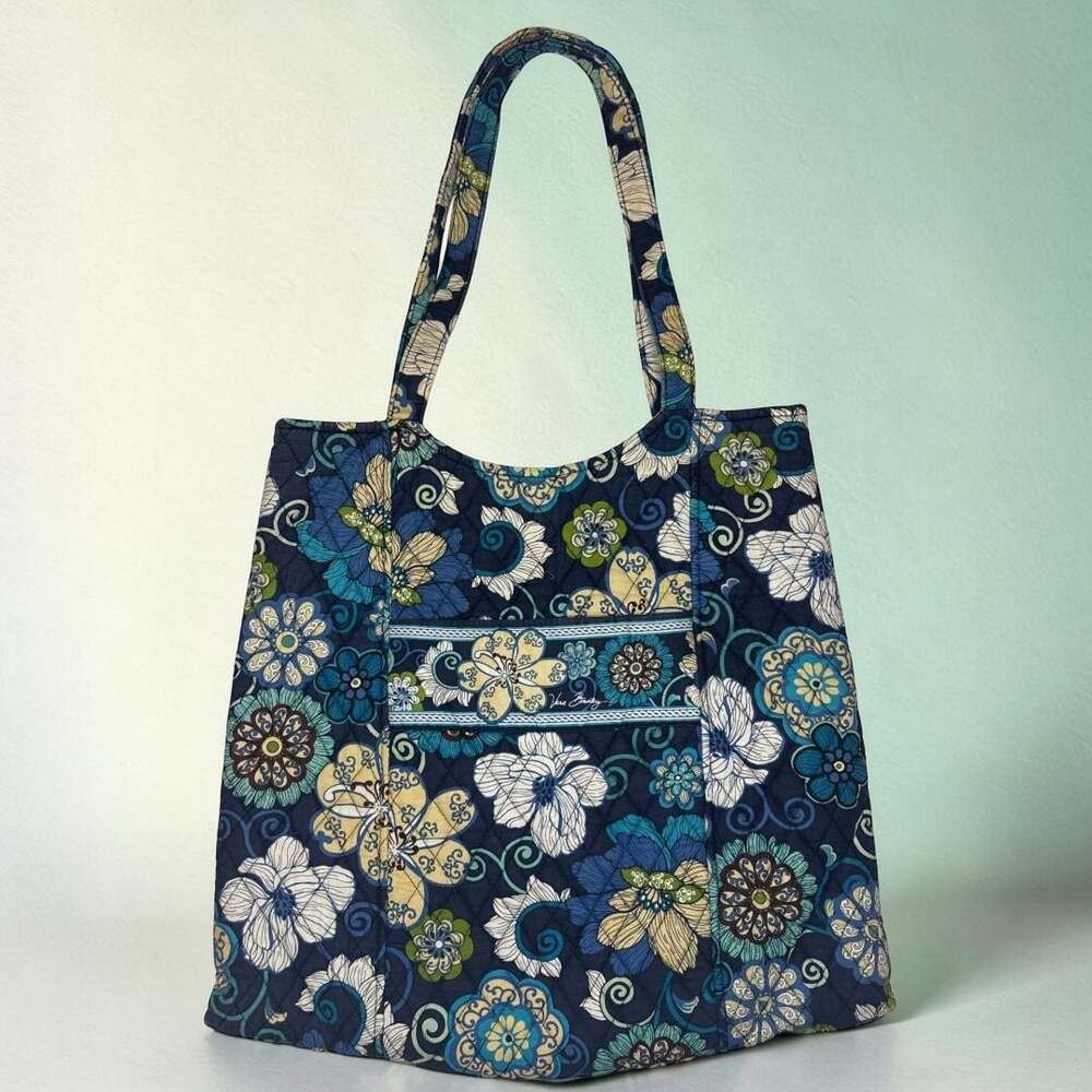 Vera Bradley Quilted Floral Tote Bag Blue